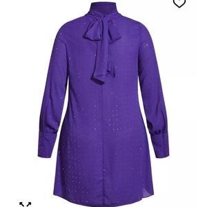 City Chic Purple Tie-Neck Dress